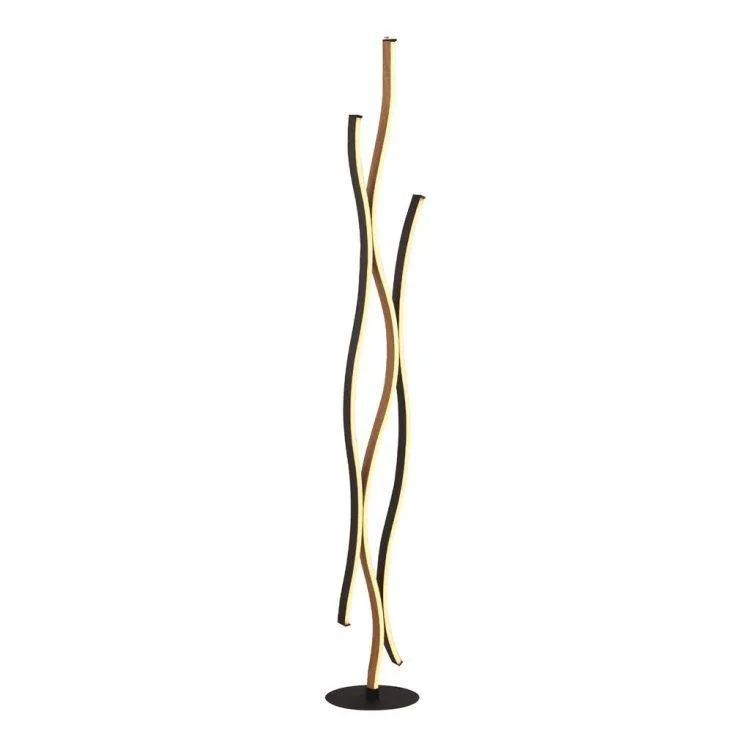 Fabric Floor Lamp with a Linen Shade for a Relaxed AestheticBloom Swirl LED Floor Lamp - Black Metal & Wood Effect Fabric Floor Lamp with a Linen Shade for a Relaxed AestheticBloom Swirl LED Floor Lamp - Black Metal & Wood Effect