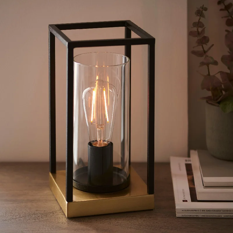 Way Switch Floor Lamp for Multiple Light Intensity LevelsCaleb Brass & Black Frame Table Lamp - Clear Glass Shade Way Switch Floor Lamp for Multiple Light Intensity LevelsCaleb Brass & Black Frame Table Lamp - Clear Glass Shade