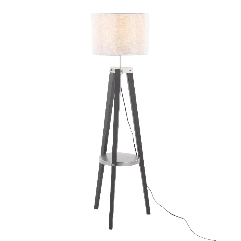 Glass Floor Lamp with Frosted Shades for Soft Diffused LightCompass Shelf Floor Lamp Gray By LumiSource Glass Floor Lamp with Frosted Shades for Soft Diffused LightCompass Shelf Floor Lamp Gray By LumiSource