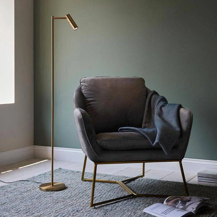 Industrial Style Floor Lamp with Exposed Bulbs for Loft ApartmentsDedicated Reader Task Floor Lamp Brass Plated Industrial Style Floor Lamp with Exposed Bulbs for Loft ApartmentsDedicated Reader Task Floor Lamp Brass Plated