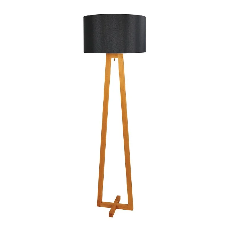 Bohemian Inspired Floor Lamp for Eclectic Home DecorEdra 1 Light Floor Lamp Timber With Black Cotton Shade - OL93533BK Bohemian Inspired Floor Lamp for Eclectic Home DecorEdra 1 Light Floor Lamp Timber With Black Cotton Shade - OL93533BK