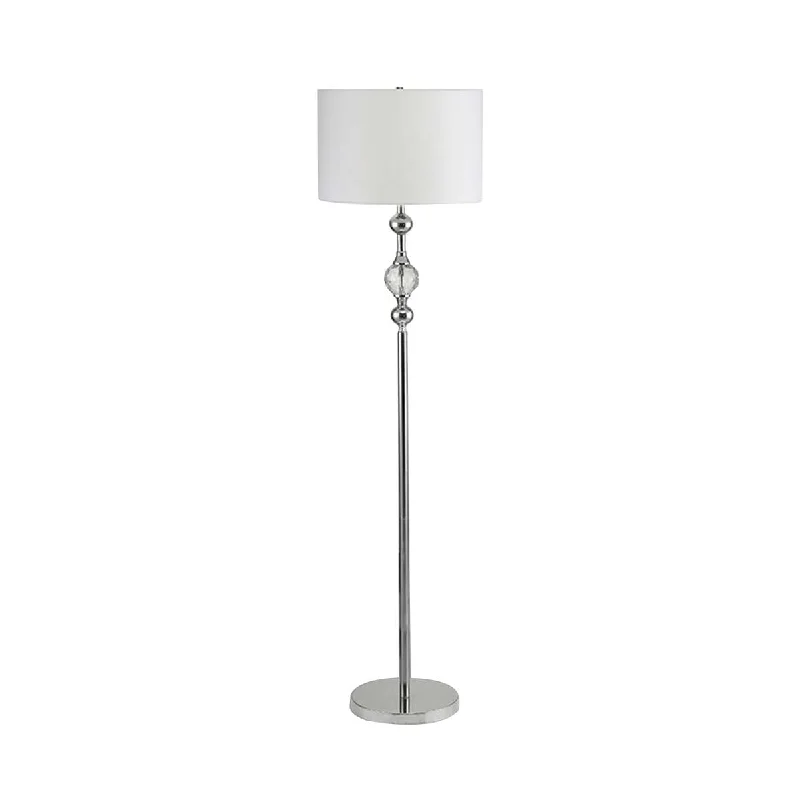 Dimmable Floor Lamp for Adjustable Lighting AmbianceFloor Lamp With Metal Frame And Crystal Accent, White By Benzara Dimmable Floor Lamp for Adjustable Lighting AmbianceFloor Lamp With Metal Frame And Crystal Accent, White By Benzara