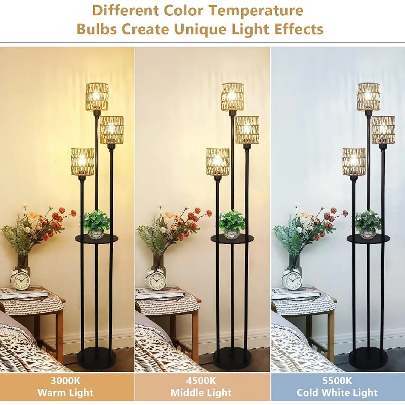 USB Charging Port Floor Lamp for Convenient Device ChargingFloor Lamp with Shelves,3-Lights Farmhouse Tall Floor Lamp with ON/OFF Foot Switch,Rustic Standing Lamp with Rattan Shades USB Charging Port Floor Lamp for Convenient Device ChargingFloor Lamp with Shelves,3-Lights Farmhouse Tall Floor Lamp with ON/OFF Foot Switch,Rustic Standing Lamp with Rattan Shades