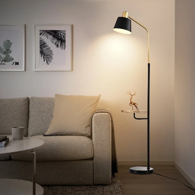 Fabric Floor Lamp with a Linen Shade for a Relaxed AestheticFloor Lamp with Wood Shelf and Built-in USB Charging Port Fabric Floor Lamp with a Linen Shade for a Relaxed AestheticFloor Lamp with Wood Shelf and Built-in USB Charging Port