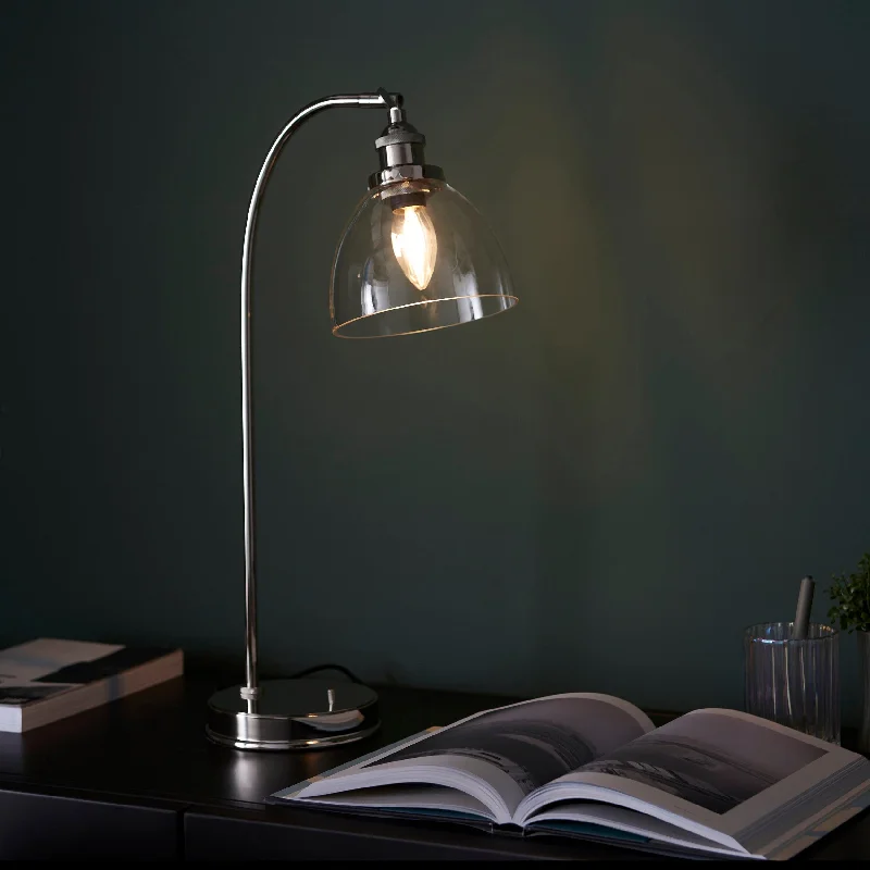 Adjustable Height Floor Lamp for Versatile Lighting NeedsHansen Nickel Industrial Table Lamp - Clear Glass Shade Adjustable Height Floor Lamp for Versatile Lighting NeedsHansen Nickel Industrial Table Lamp - Clear Glass Shade