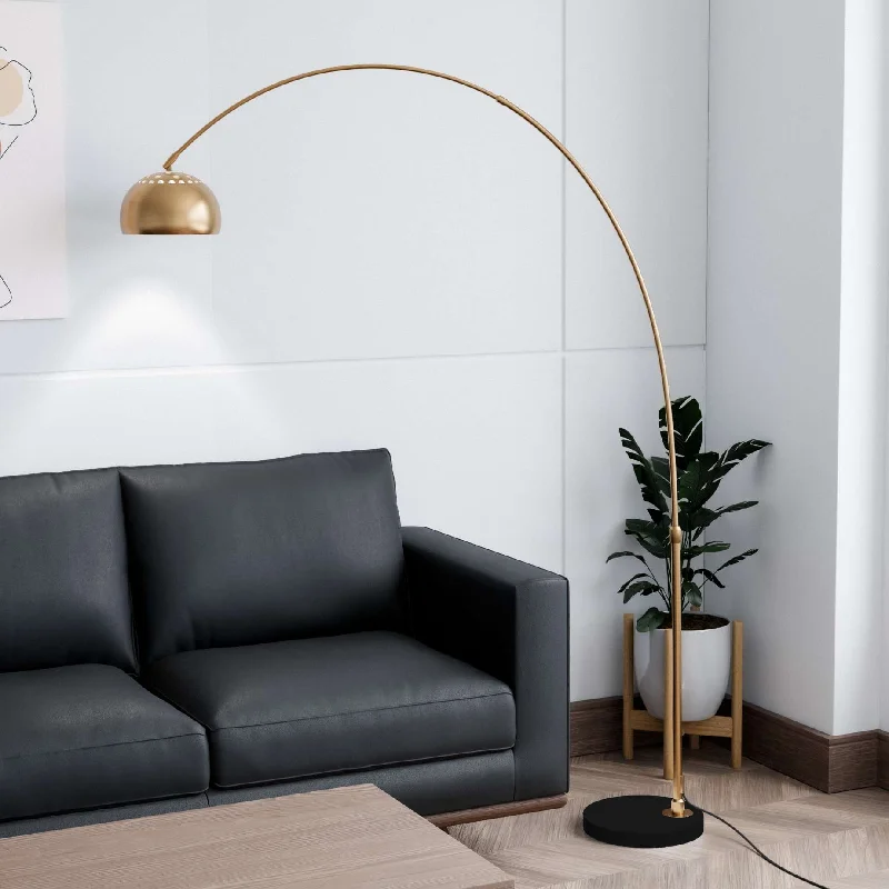 Metal Floor Lamp with a Matte Black Finish for a Sleek LookLeisuremod Arco Mid-Century Modern Arched Floor Lamp 75.6" Height with Black Round Marble Metal Floor Lamp with a Matte Black Finish for a Sleek LookLeisuremod Arco Mid-Century Modern Arched Floor Lamp 75.6" Height with Black Round Marble