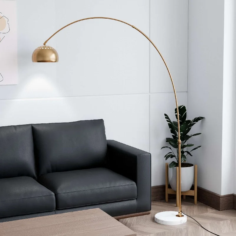 Marble Base Floor Lamp for a Touch of LuxuryLeisuremod Arco Mid-Century Modern Arched Floor Lamp 75.6" Height with White Round Marble
