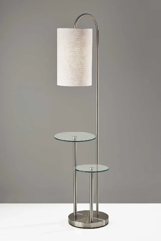 Modern Minimalist Floor Lamp for Contemporary Living RoomsLily Pad Glass Shelf Floor Lamp in Brushed Steel Metal By Homeroots Modern Minimalist Floor Lamp for Contemporary Living RoomsLily Pad Glass Shelf Floor Lamp in Brushed Steel Metal By Homeroots