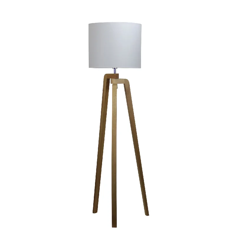 Bohemian Inspired Floor Lamp for Eclectic Home DecorLund 1 Light Timber Floor Lamp With White Cotton Shade - OL93523WH Bohemian Inspired Floor Lamp for Eclectic Home DecorLund 1 Light Timber Floor Lamp With White Cotton Shade - OL93523WH