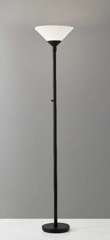 Fabric Floor Lamp with a Linen Shade for a Relaxed AestheticMod Blackened Metal Torchiere By Homeroots Fabric Floor Lamp with a Linen Shade for a Relaxed AestheticMod Blackened Metal Torchiere By Homeroots