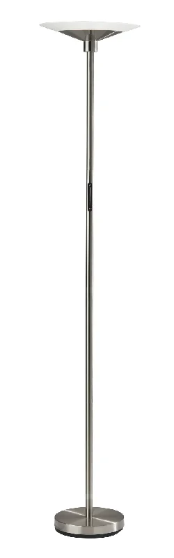Dimmable Floor Lamp for Adjustable Lighting AmbianceModern Discus Brushed Steel Metal LED Torchiere By Homeroots Dimmable Floor Lamp for Adjustable Lighting AmbianceModern Discus Brushed Steel Metal LED Torchiere By Homeroots