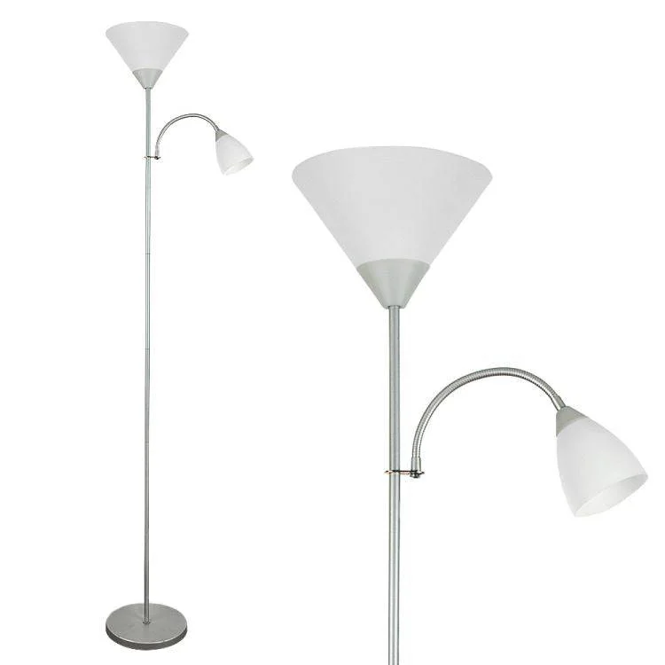 Glass Floor Lamp with Frosted Shades for Soft Diffused LightMozz Metallic Silver Mother & Child Floor Lamp Glass Floor Lamp with Frosted Shades for Soft Diffused LightMozz Metallic Silver Mother & Child Floor Lamp