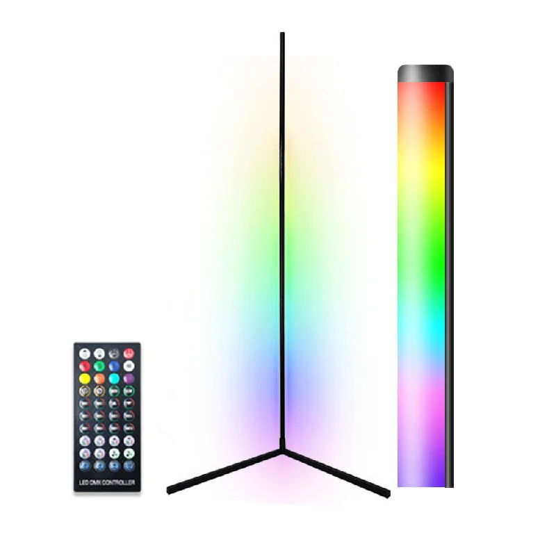 Metal Floor Lamp with a Matte Black Finish for a Sleek LookLED RGB DreamColour Smart Bluetooth Corner Floor Lamp