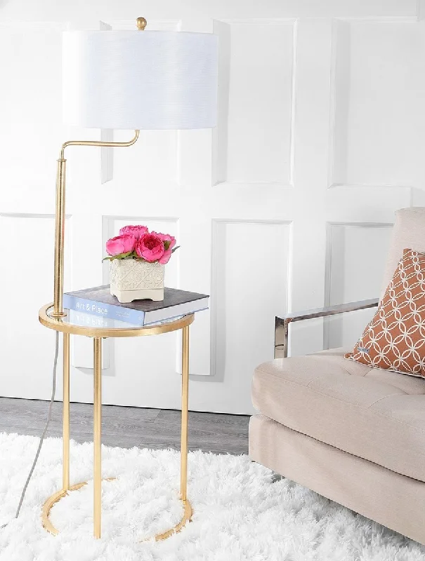 Wood Floor Lamp with Natural Grain for a Warm and Organic FeelSafavieh Crispin Floor Lamp Side Table - Gold Leaf Wood Floor Lamp with Natural Grain for a Warm and Organic FeelSafavieh Crispin Floor Lamp Side Table - Gold Leaf