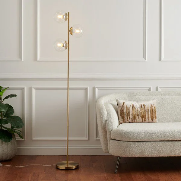 Glass Floor Lamp with Frosted Shades for Soft Diffused LightSafavieh Niobe Floor Lamp - Antique Gold Glass Floor Lamp with Frosted Shades for Soft Diffused LightSafavieh Niobe Floor Lamp - Antique Gold