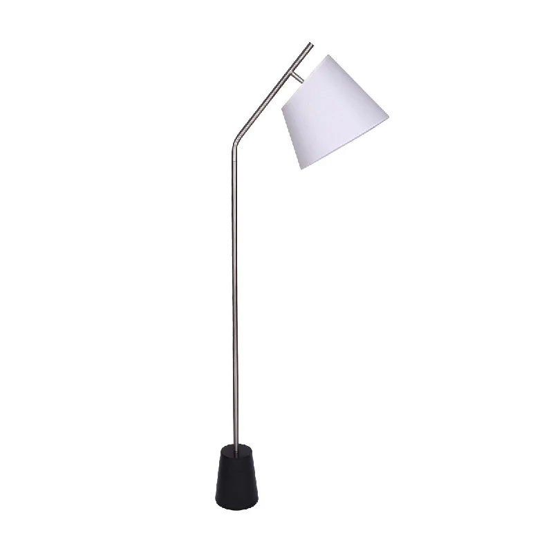 USB Charging Port Floor Lamp for Convenient Device ChargingSarantino Metal Floor Lamp Nickel Finish with Black Marble Base USB Charging Port Floor Lamp for Convenient Device ChargingSarantino Metal Floor Lamp Nickel Finish with Black Marble Base