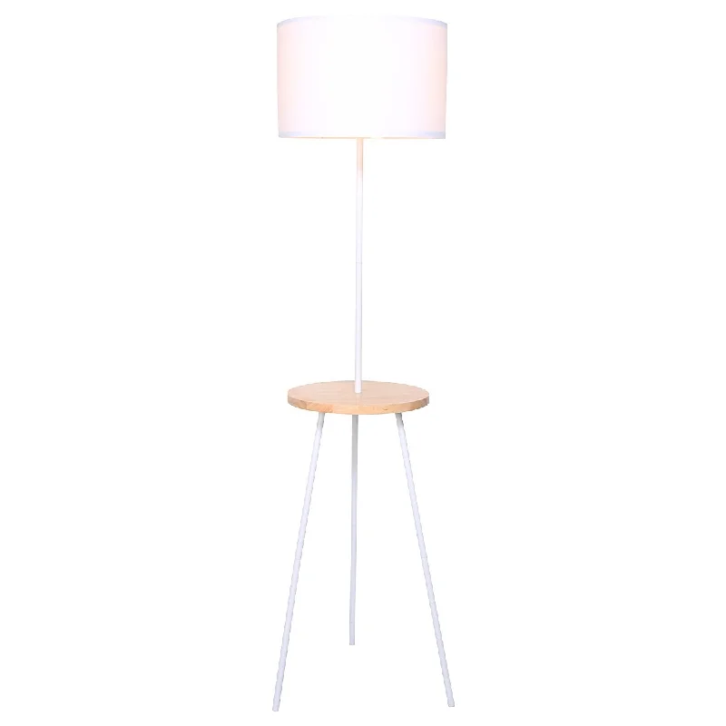 Dimmable Floor Lamp for Adjustable Lighting AmbianceSarantino Metal Tripod Floor Lamp Shade with Wooden Table Shelf Dimmable Floor Lamp for Adjustable Lighting AmbianceSarantino Metal Tripod Floor Lamp Shade with Wooden Table Shelf