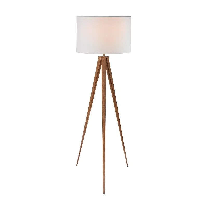 Industrial Style Floor Lamp with Exposed Bulbs for Loft ApartmentsSarantino Metal Tripod Floor Spot Lamp Shade Drum in Wooden Finish Industrial Style Floor Lamp with Exposed Bulbs for Loft ApartmentsSarantino Metal Tripod Floor Spot Lamp Shade Drum in Wooden Finish