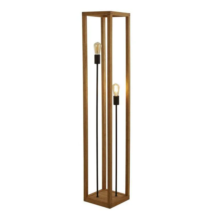 Way Switch Floor Lamp for Multiple Light Intensity LevelsSearchlight Square 2Lt Floor Lamp - Wood & Black Metal Way Switch Floor Lamp for Multiple Light Intensity LevelsSearchlight Square 2Lt Floor Lamp - Wood & Black Metal