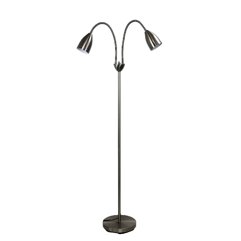 Modern Minimalist Floor Lamp for Contemporary Living RoomsStan 2 Light Floor Lamp Brushed Chrome - SL98822BC Modern Minimalist Floor Lamp for Contemporary Living RoomsStan 2 Light Floor Lamp Brushed Chrome - SL98822BC
