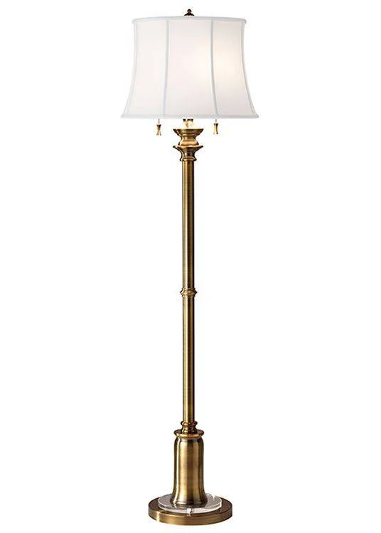 Wood Floor Lamp with Natural Grain for a Warm and Organic FeelStateroom 2-Light Floor Lamp Bali Brass Wood Floor Lamp with Natural Grain for a Warm and Organic FeelStateroom 2-Light Floor Lamp Bali Brass