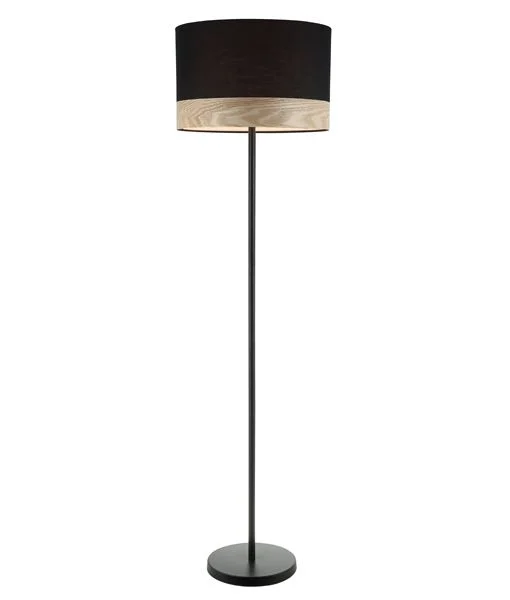 Bohemian Inspired Floor Lamp for Eclectic Home DecorTAMBURA Black Cloth Shade With Blonde Wood Trim Large Floor Lamp - TAMBURA12FL Bohemian Inspired Floor Lamp for Eclectic Home DecorTAMBURA Black Cloth Shade With Blonde Wood Trim Large Floor Lamp - TAMBURA12FL