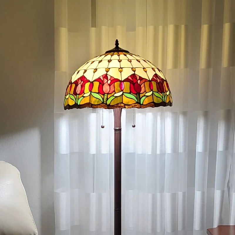 Way Switch Floor Lamp for Multiple Light Intensity LevelsTiffany Style Floor Lamp 62" Tall Stained Glass Tulip Amora AM002FL18B Amora Lighting Way Switch Floor Lamp for Multiple Light Intensity LevelsTiffany Style Floor Lamp 62" Tall Stained Glass Tulip Amora AM002FL18B Amora Lighting