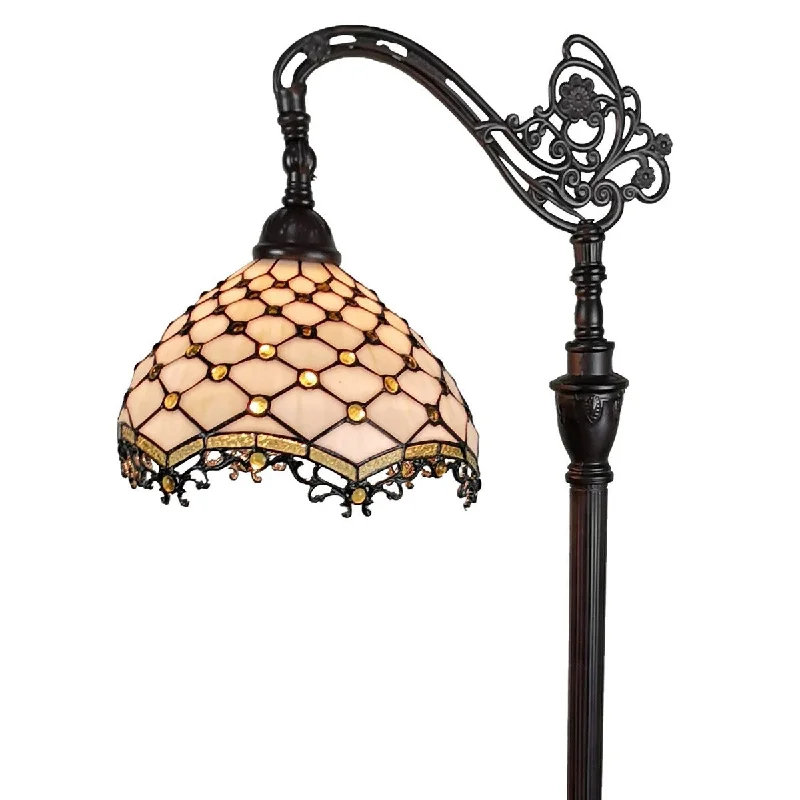 Victorian Style Floor Lamp for Traditional and Elegant InteriorsTiffany Style Floor Lamp Jeweled Jagged Edge Arched 62" Tall Stained Glass White Bedroom Reading AM122FL12B Amora Lighting Victorian Style Floor Lamp for Traditional and Elegant InteriorsTiffany Style Floor Lamp Jeweled Jagged Edge Arched 62" Tall Stained Glass White Bedroom Reading AM122FL12B Amora Lighting