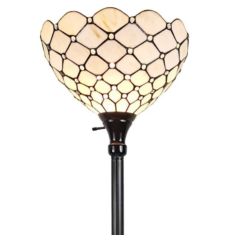 Way Switch Floor Lamp for Multiple Light Intensity LevelsTiffany Style Floor Lamp Jeweled Torchiere 72" Tall Stained Glass White Stains Bedroom Reading Gift AM1119FL14B Amora Lighting Way Switch Floor Lamp for Multiple Light Intensity LevelsTiffany Style Floor Lamp Jeweled Torchiere 72" Tall Stained Glass White Stains Bedroom Reading Gift AM1119FL14B Amora Lighting