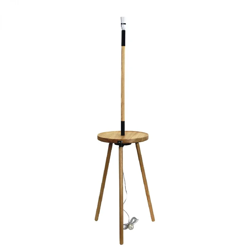 Industrial Style Floor Lamp with Exposed Bulbs for Loft ApartmentsToft 1 Light Floor Lamp Base with Table & USB Natural - OL93761NAT Industrial Style Floor Lamp with Exposed Bulbs for Loft ApartmentsToft 1 Light Floor Lamp Base with Table & USB Natural - OL93761NAT