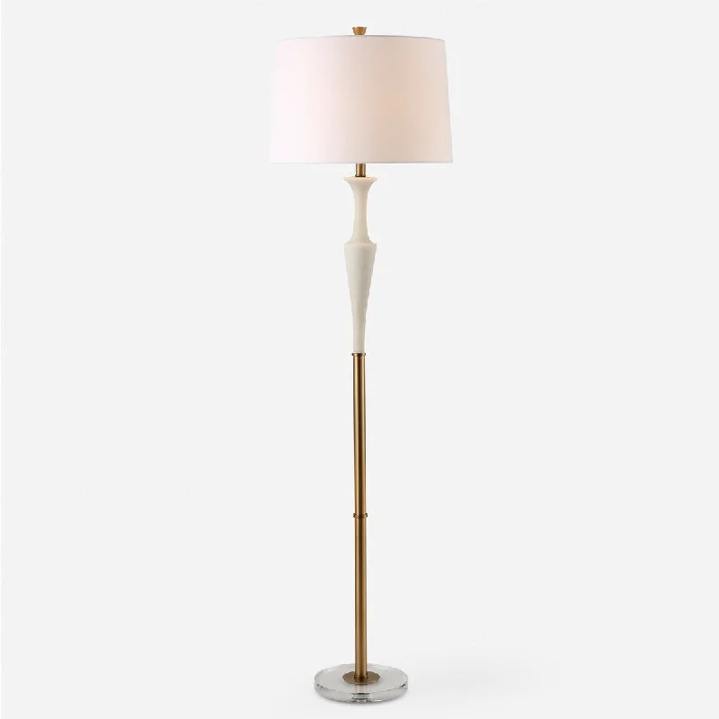 Fabric Floor Lamp with a Linen Shade for a Relaxed AestheticUttermost Colette White Stone Floor Lamp - 69'' H X 19'' W X 19'' D