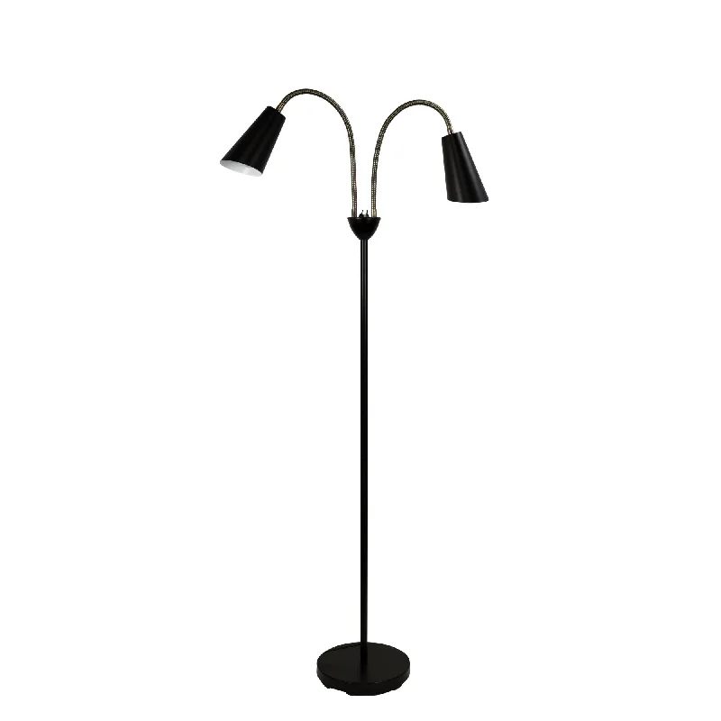 Smart Floor Lamp with Voice Control and Bluetooth ConnectivityWalt 2 Light Floor Lamp Black & Antique Brass - SL98812AB Smart Floor Lamp with Voice Control and Bluetooth ConnectivityWalt 2 Light Floor Lamp Black & Antique Brass - SL98812AB