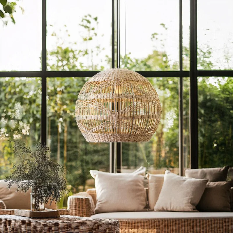 Contemporary Ceiling Lights with Unique, Abstract ShapesAria Round Rattan Pendant Light - Natural Wicker, PL0058 Contemporary Ceiling Lights with Unique, Abstract ShapesAria Round Rattan Pendant Light - Natural Wicker, PL0058