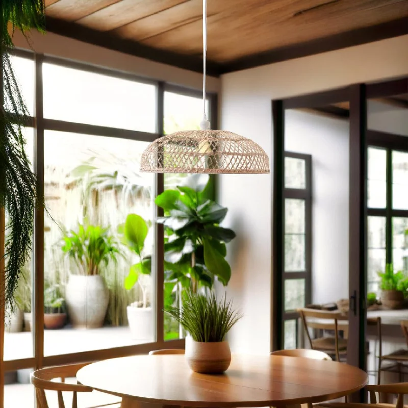 Contemporary Ceiling Lights with Unique, Abstract ShapesIsabella Natural Rattan Pendant Light - Cream Iron and Natural Rattan, PL0073 Contemporary Ceiling Lights with Unique, Abstract ShapesIsabella Natural Rattan Pendant Light - Cream Iron and Natural Rattan, PL0073