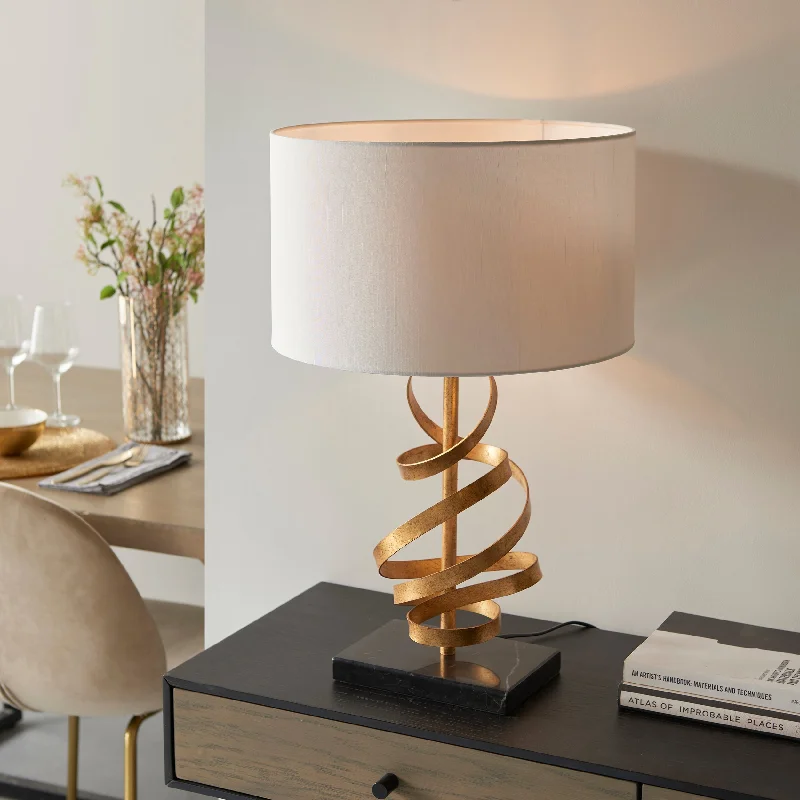 rustic farmhouse table lamps for cozy kitchensAmos Sennan Table Lamp Gold Leaf & Ivory Cotton rustic farmhouse table lamps for cozy kitchensAmos Sennan Table Lamp Gold Leaf & Ivory Cotton