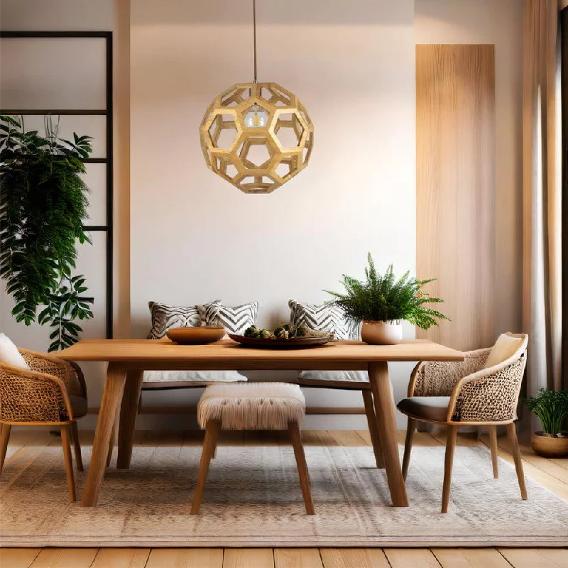 African - Inspired Ceiling Lights with Tribal Patterns and Natural MaterialsBanega Pendant Light Large in Wood or Black African - Inspired Ceiling Lights with Tribal Patterns and Natural MaterialsBanega Pendant Light Large in Wood or Black