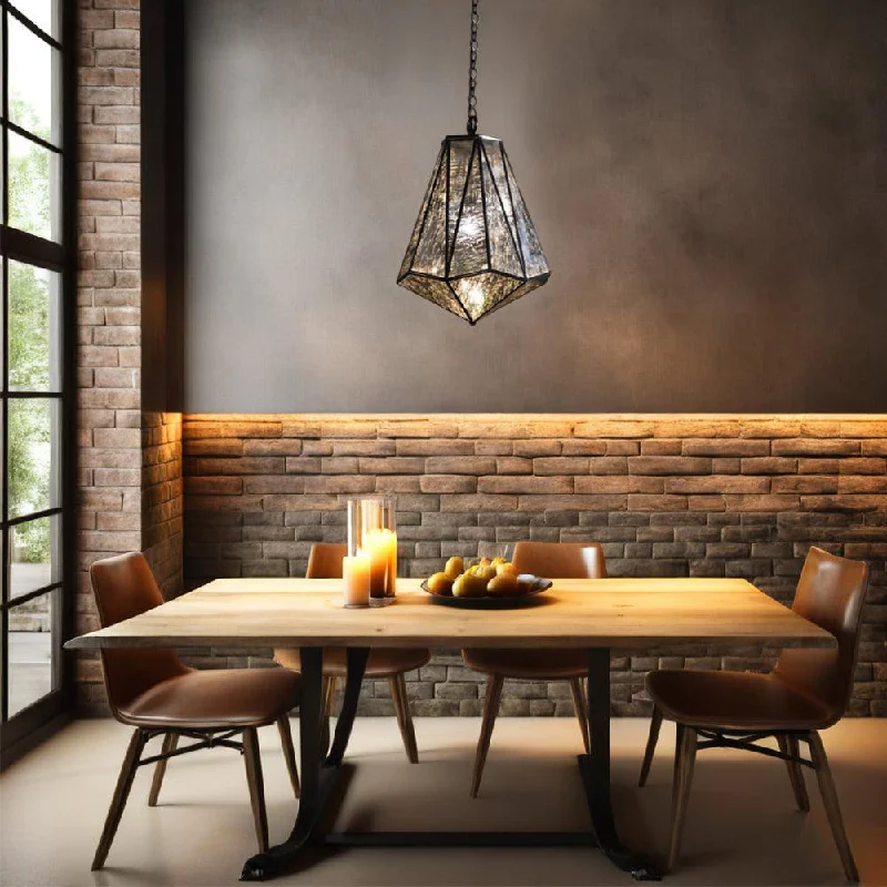 African - Inspired Ceiling Lights with Tribal Patterns and Natural MaterialsCaesar Glass Pendant Light 1x40w E27