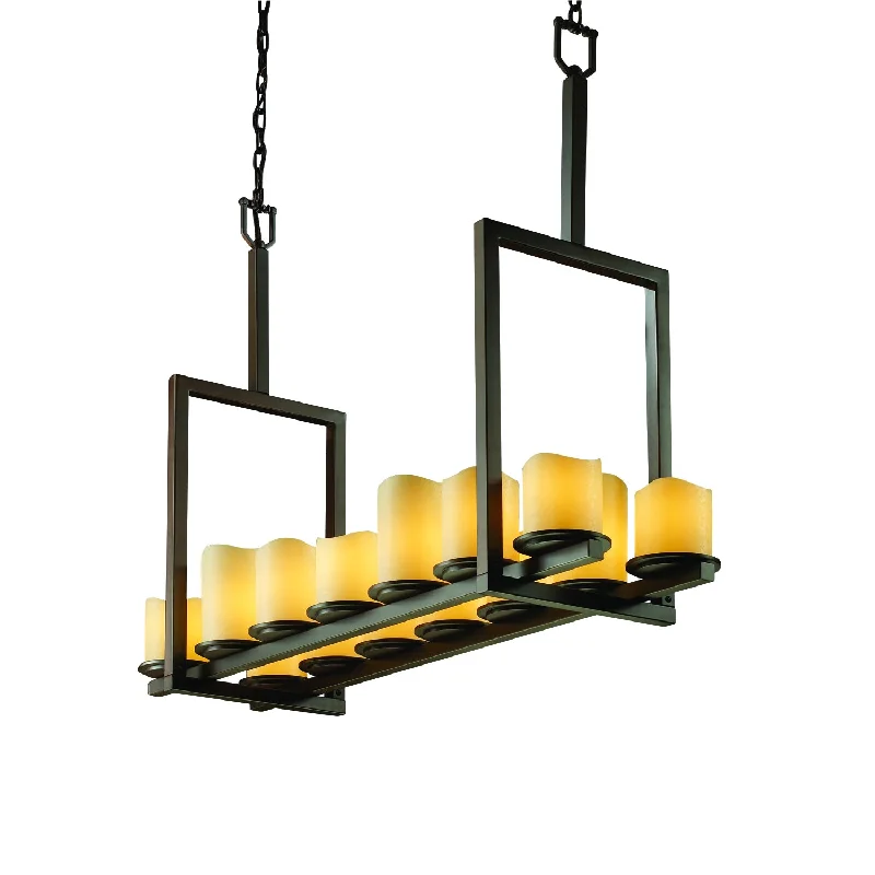 Gothic Ceiling Lights with Dark Metalwork and Pointed ArchesJustice Designs CandleAria CNDL-8764-14-AMBR-DBRZ Pendant Light - Dark Bronze Gothic Ceiling Lights with Dark Metalwork and Pointed ArchesJustice Designs CandleAria CNDL-8764-14-AMBR-DBRZ Pendant Light - Dark Bronze