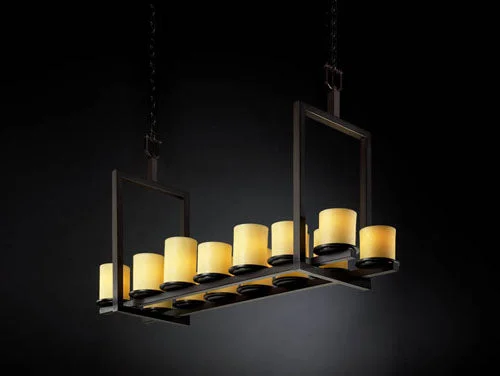 Scandinavian Style Ceiling Lights with Light Wood AccentsJustice Designs CandleAria CNDL-8769-10-AMBR-DBRZ Pendant Light - Dark Bronze