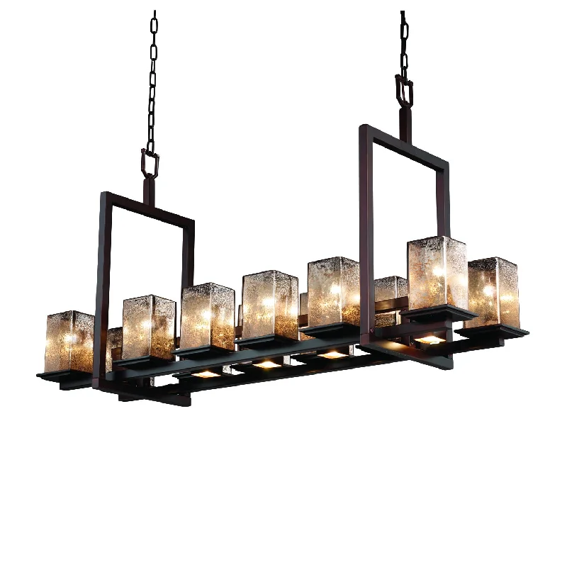 Tropical - Themed Ceiling Lights with Palm - Leaf Shapes and Rattan WrapsJustice Designs Fusion FSN-8620-15-MROR-DBRZ Pendant Light - Dark Bronze Tropical - Themed Ceiling Lights with Palm - Leaf Shapes and Rattan WrapsJustice Designs Fusion FSN-8620-15-MROR-DBRZ Pendant Light - Dark Bronze