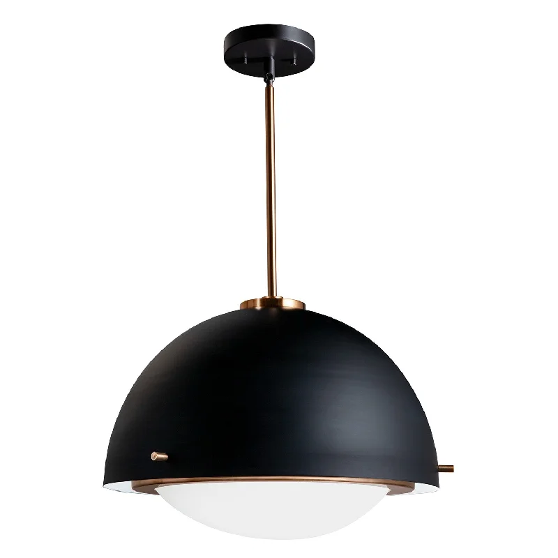 Metal Ceiling Lights in Brass, Copper, Stainless Steel, and IronJustice Designs Hemisphere FSN-4003-OPAL-MBBR Pendant Light - Matte Black w/ Brass Metal Ceiling Lights in Brass, Copper, Stainless Steel, and IronJustice Designs Hemisphere FSN-4003-OPAL-MBBR Pendant Light - Matte Black w/ Brass