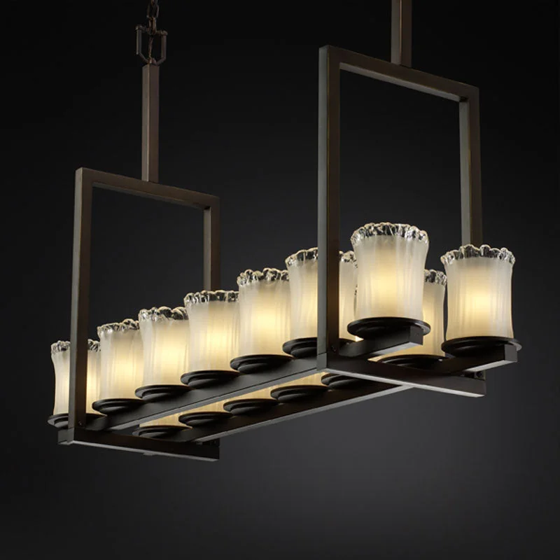 Industrial Style Ceiling Lights with Exposed Bulbs and Metal CagesJustice Designs Veneto Luce GLA-8764-16-WTFR-DBRZ Pendant Light - Dark Bronze Industrial Style Ceiling Lights with Exposed Bulbs and Metal CagesJustice Designs Veneto Luce GLA-8764-16-WTFR-DBRZ Pendant Light - Dark Bronze