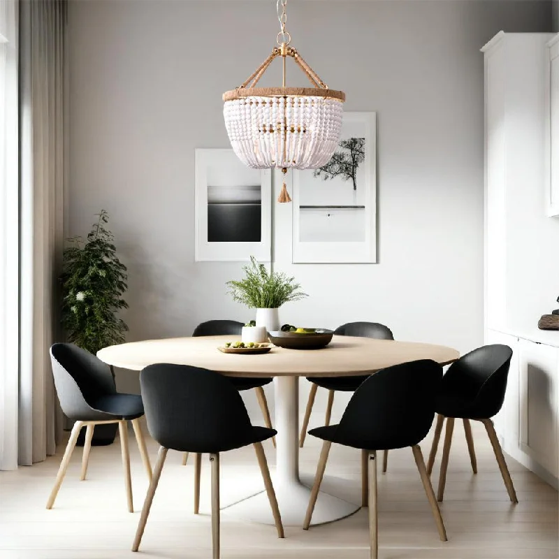 Contemporary Ceiling Lights with Unique, Abstract ShapesMalabar Beaded Pendant Light 6Lt Small in Natural and White Contemporary Ceiling Lights with Unique, Abstract ShapesMalabar Beaded Pendant Light 6Lt Small in Natural and White