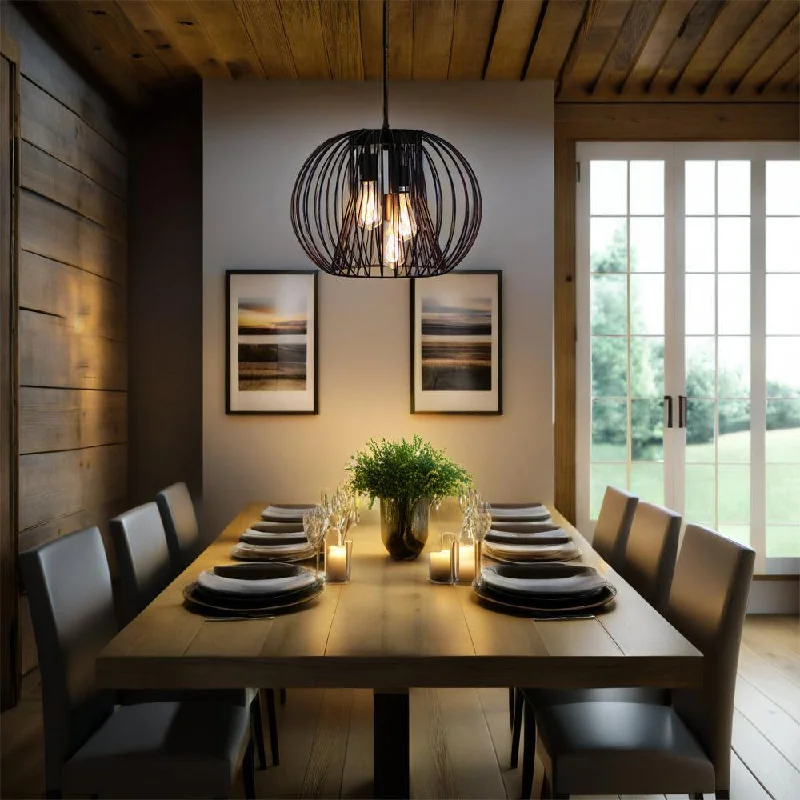 Victorian - Inspired Ceiling Lights with Ornate Crystal ChandeliersPrecision Wire Pendant Light Medium 3 Light in Black Victorian - Inspired Ceiling Lights with Ornate Crystal ChandeliersPrecision Wire Pendant Light Medium 3 Light in Black