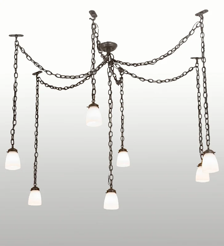 Bohemian Ceiling Lights with Beads, Tassels, and Colorful GlassSeven Light Pendant
