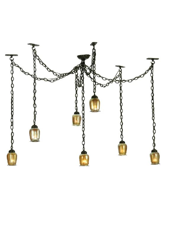Metal Ceiling Lights in Brass, Copper, Stainless Steel, and IronSeven Light Pendant Metal Ceiling Lights in Brass, Copper, Stainless Steel, and IronSeven Light Pendant