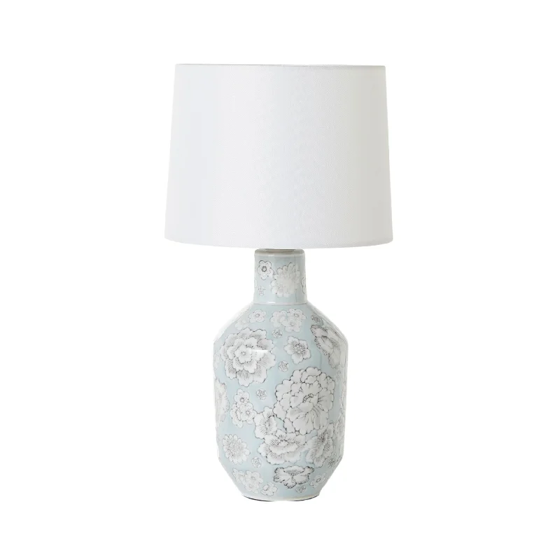 bohemian table lamps with colorful patterns for eclectic bedroomsPale Blue & White Floral Table Lamp 47x26x26cm bohemian table lamps with colorful patterns for eclectic bedroomsPale Blue & White Floral Table Lamp 47x26x26cm