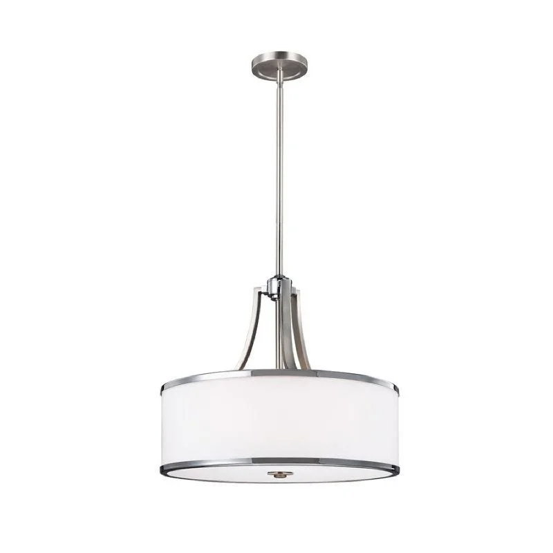 Retro Ceiling Lights Inspired by the 1950s and 1960s DesignProspect Park 4Lt Uplight Pendant E27 in Satin Nickel / Chrome Elstead Lighting - ELS.FE-PROSPECT-PARK-4P Retro Ceiling Lights Inspired by the 1950s and 1960s DesignProspect Park 4Lt Uplight Pendant E27 in Satin Nickel / Chrome Elstead Lighting - ELS.FE-PROSPECT-PARK-4P