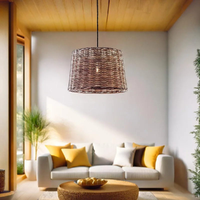 Scandinavian Style Ceiling Lights with Light Wood AccentsBasket Pendant Light in Brown (Small or Large) Scandinavian Style Ceiling Lights with Light Wood AccentsBasket Pendant Light in Brown (Small or Large)