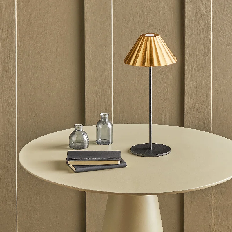 ceramic table lamps with hand painted designs for an artistic touchTwinky cordless table lamp in black with an antiqued brass hood